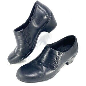 Clarks Bendables Ingalls Falls Women’s Sz 9.5M Black Leather Loafers Shoes 15260